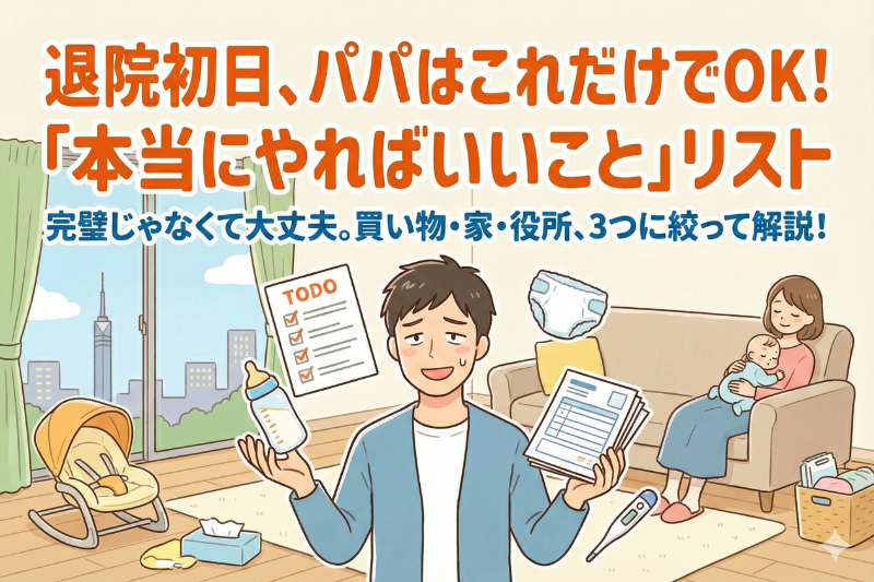 退院初日にパパがやることチェックリスト（買い物・家・役所）